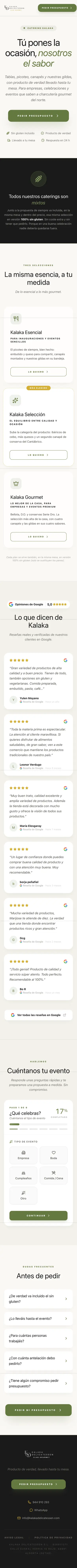 Catering: versión de móvil